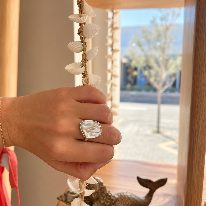 Salt and Silver Baroque Pearl Ring Large in sterling silver by Lush Designs Australia