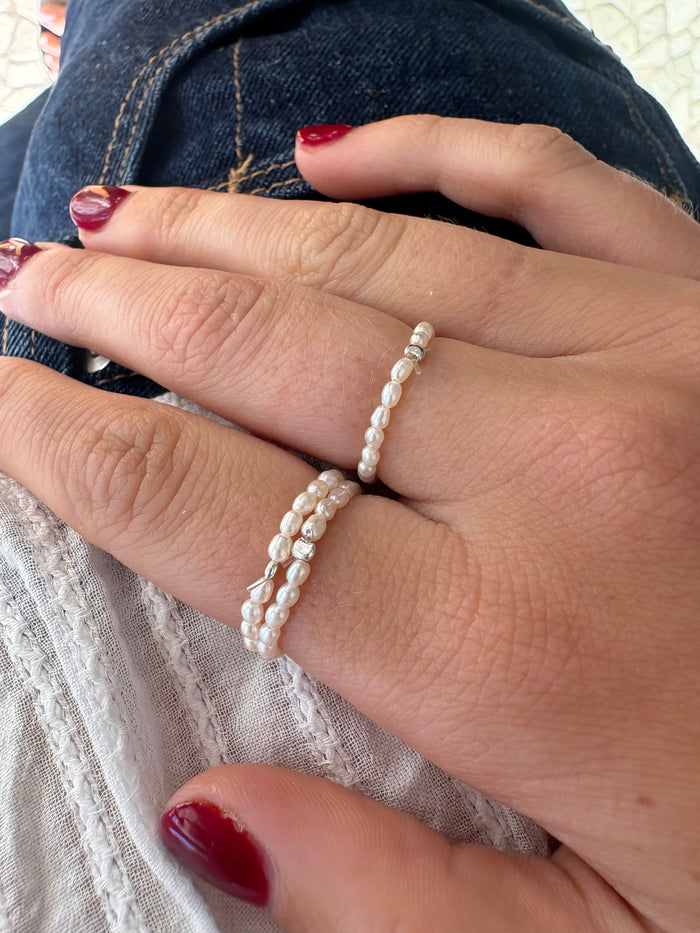 Sands Stretch Pearl Ring Silver– Freshwater Pearl Ring Australia | Lush Designs Jewellery
