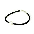 Sandswept Shores pearl black braid bracelet with freshwater pearl and sterling silver clasp