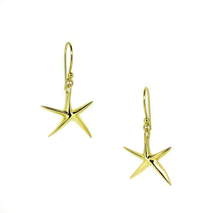 Sandswept Starfish Earrings Gold crafted in premium gold vermeil over sterling silver featuring detailed coastal starfish designs.
