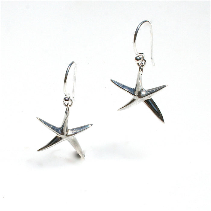 Sterling silver starfish hook earrings