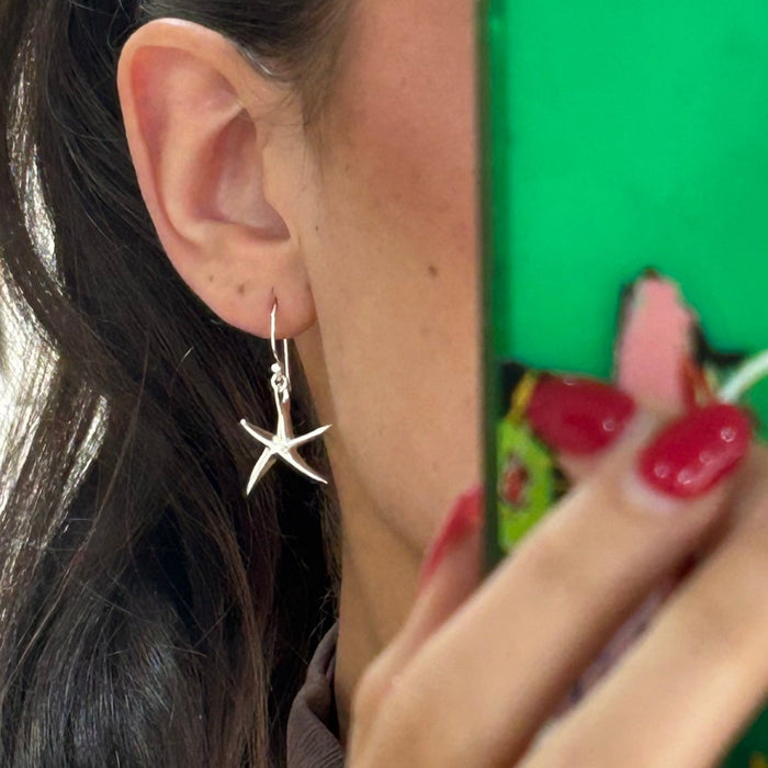 Sterling silver starfish hook earrings