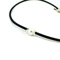 Sandy Silver Detail Pearl Neoprene Necklace with genuine freshwater pearl and sterling silver accents