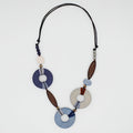 Saylor Blue Wood Open Bead Necklace - Sylca Designs - Chunky Jewelry