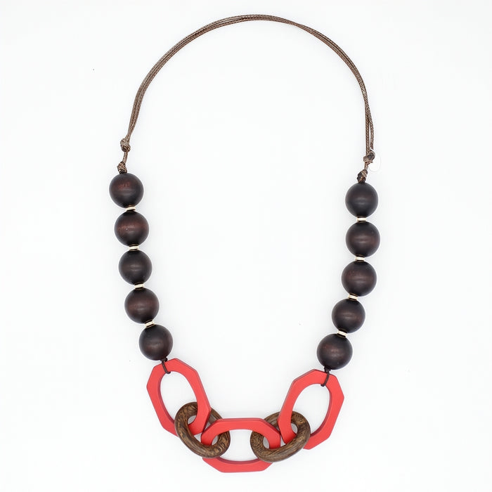 Scarlet Timber Geometric Necklace