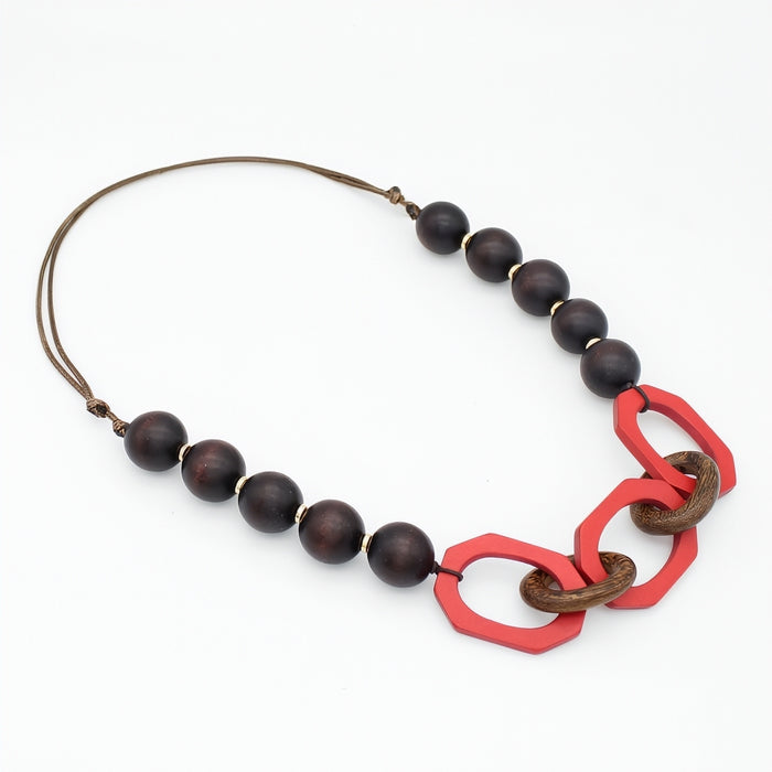 Scarlet Timber Geometric Necklace