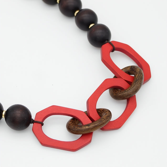 Scarlet Timber Geometric Necklace