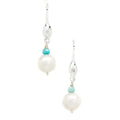Sea Dreams Pearl Earrings featuring genuine Larimar gemstones and freshwater pearls set in sterling silver.