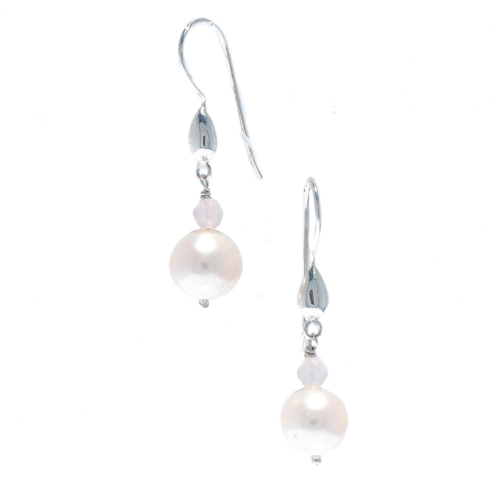 Sea Dreams Pearl Earrings Rose Quartz