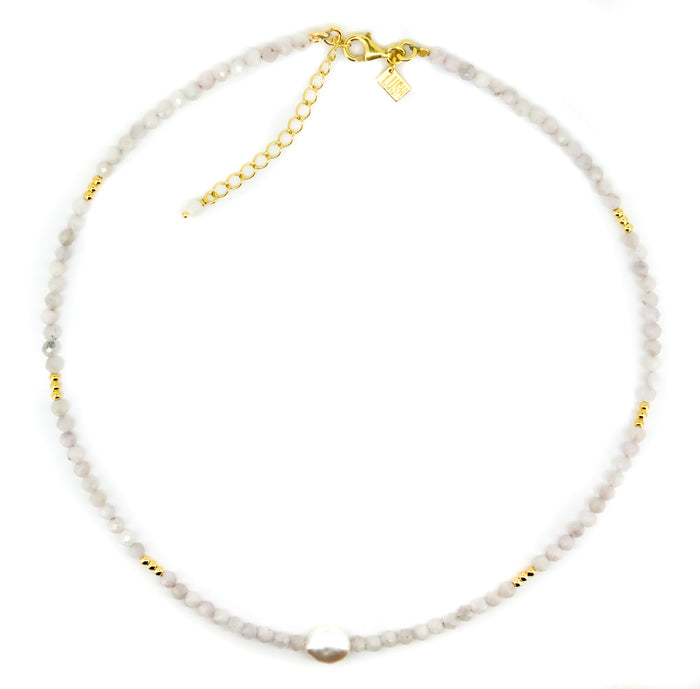 Sea Foam Keshi Pearl Necklace Gold