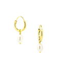 Gold pearl sleeper earrings with 7mm freshwater pearls designed in Broome Western Australia