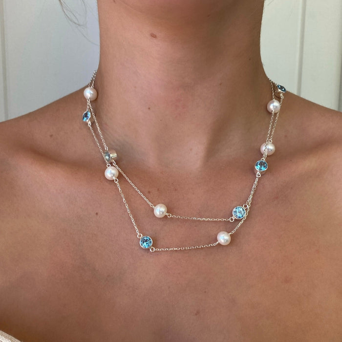 Sea Pearl Topaz Necklace Silver | Sterling Silver Pearl Topaz Necklace