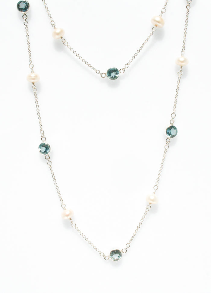 Sea Pearl Topaz Necklace Silver | Sterling Silver Pearl Topaz Necklace