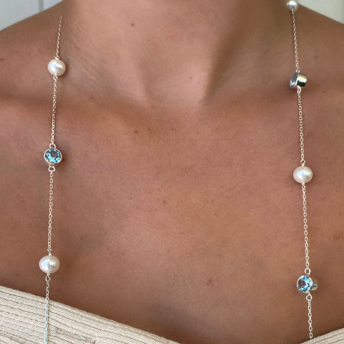Sea Pearl Topaz Necklace Silver | Sterling Silver Pearl Topaz Necklace