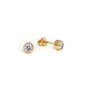 Sea Sparkle Cubic Zirconia Studs Gold 4mm