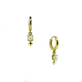 Gold vermeil pearl huggie earrings with 4mm freshwater pearls and ocean-inspired charm detail designed in Broome Australia by Lush Designs Jewellery.