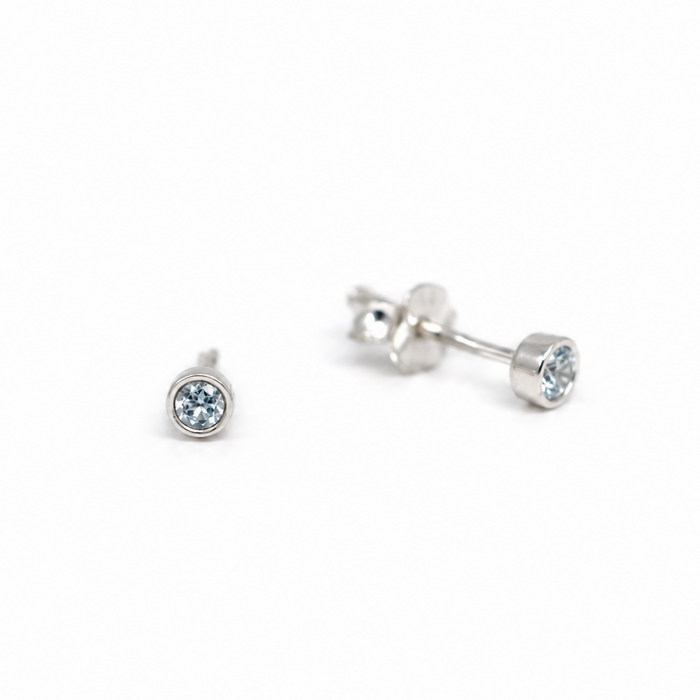Sea Sparkle Studs Topaz 3mm sterling silver light blue topaz earrings by Lush Designs Jewellery Australia