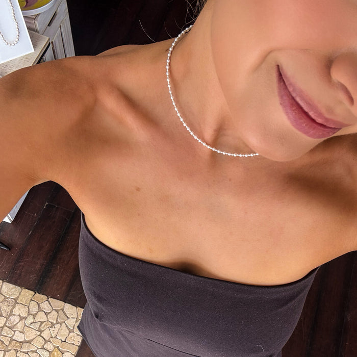 Sea Spray Pearl Necklace Silver