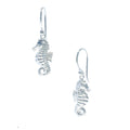 “Sterling silver seahorse earrings inspired by ocean life and coastal Australian style designed in Broome Western Australia”