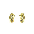 Gold seahorse stud earrings crafted in gold vermeil over 925 sterling silver