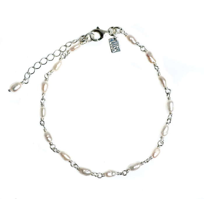 Seaside Bliss Pearl Bracelet Silver | Sterling Silver Rice Pearl Necklace
