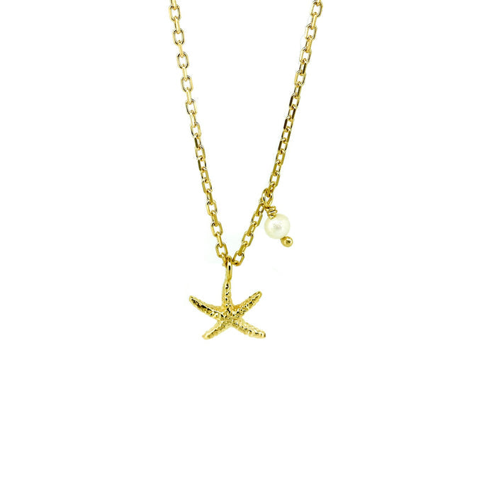“Sea Star pearl dainty gold vermeil necklace designed in Broome Western Australia”