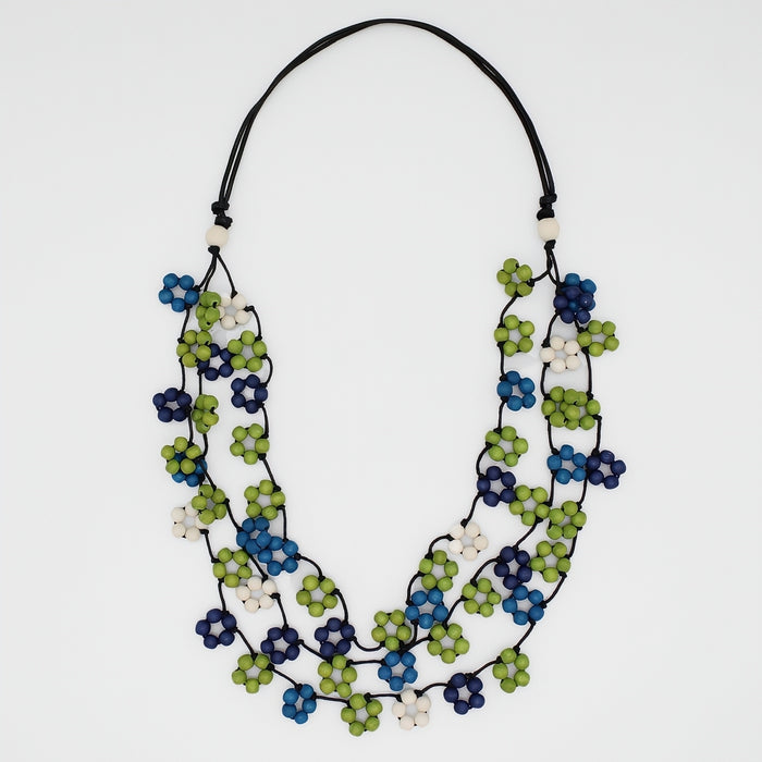 Shades of Blue Petite Flower Necklace - Sylca Designs - Chunky Jewelry