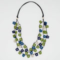 Shades of Blue Petite Flower Necklace - Sylca Designs - Chunky Jewelry