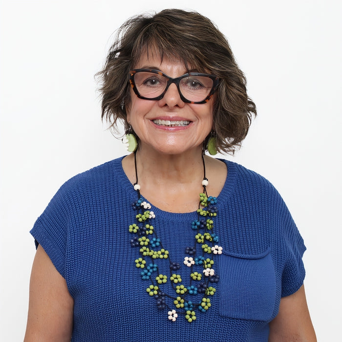 Shades of Blue Petite Flower Necklace - Sylca Designs - Chunky Jewelry