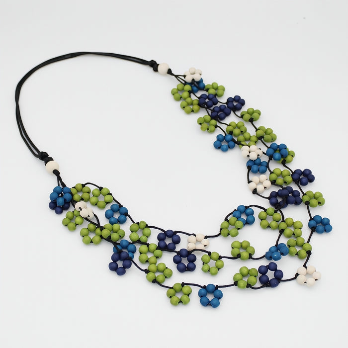 Shades of Blue Petite Flower Necklace - Sylca Designs - Chunky Jewelry