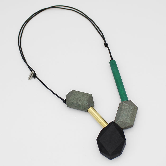 Shades of Green Repurposed Link Necklace - Sylca Designs - Chunky Jewelry