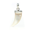 Shark Tooth Mother of Pearl Pendant crafted in sterling silver featuring genuine iridescent mother of pearl in a coastal-inspired shark tooth design.
