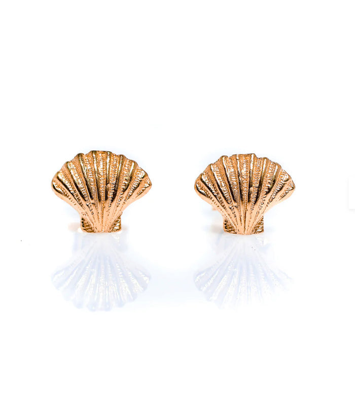 Shell Studs Rose Gold | Rose Gold Vermeil Coastal Earrings Australia