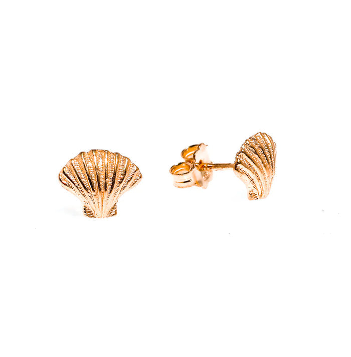 Shell Studs Rose Gold | Rose Gold Vermeil Coastal Earrings Australia