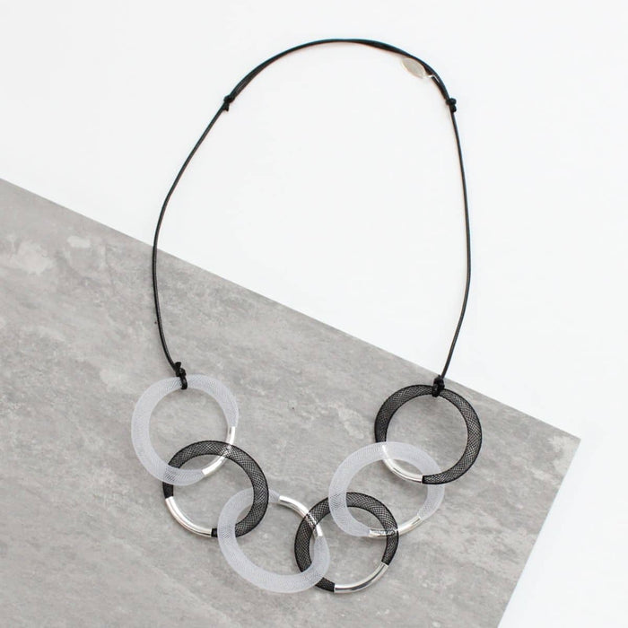 Silver Accented Mesh Statement Necklace - Sylca Designs - Chunky Jewelry