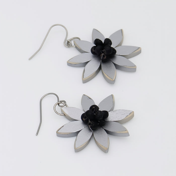 Silver Amaya Flower Earrings - Sylca Designs - Chunky Jewelry
