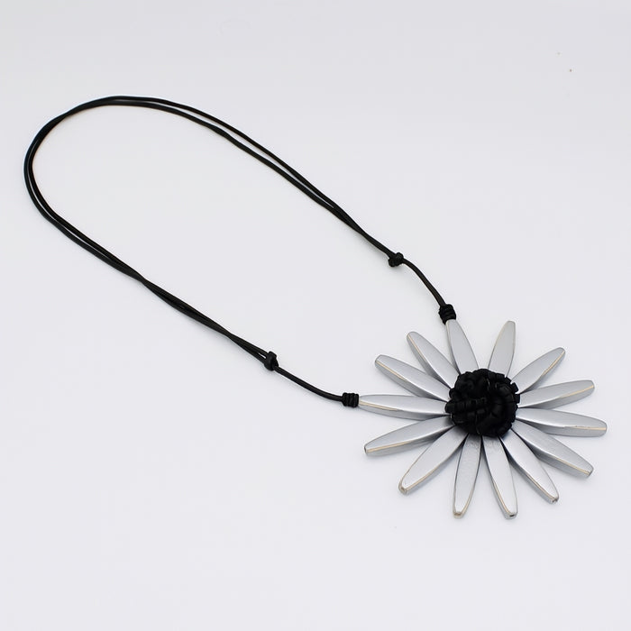 Silver Amaya Flower Statement Necklace - Sylca Designs - Chunky Jewelry