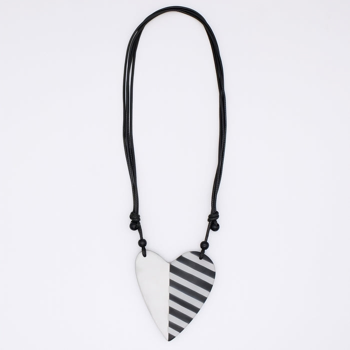 Silver and Black Anastasia Heart Pendant - Sylca Designs - Chunky Jewelry