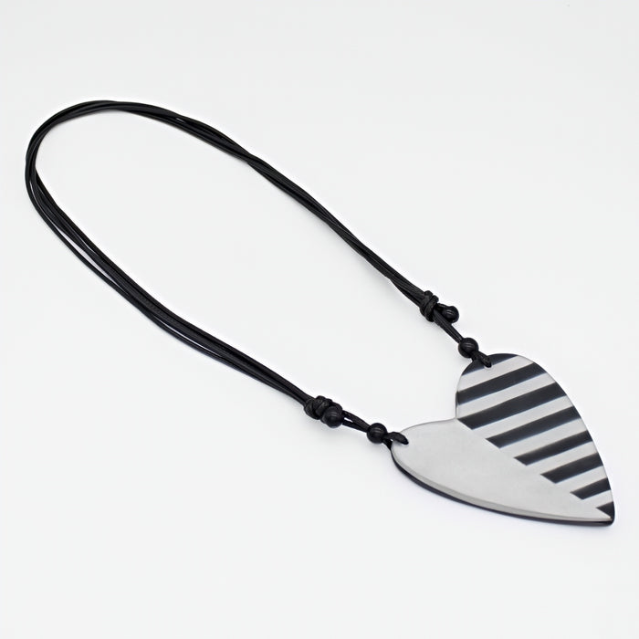 Silver and Black Anastasia Heart Pendant - Sylca Designs - Chunky Jewelry