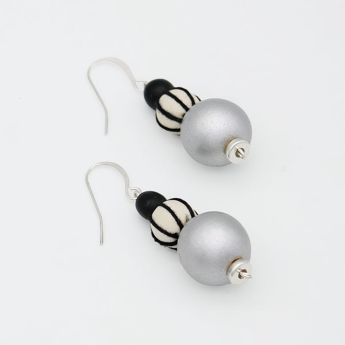 Silver and Black Art Deco Earrings