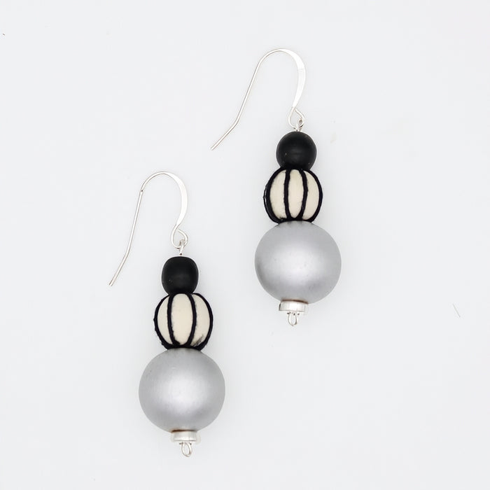 Silver and Black Art Deco Earrings