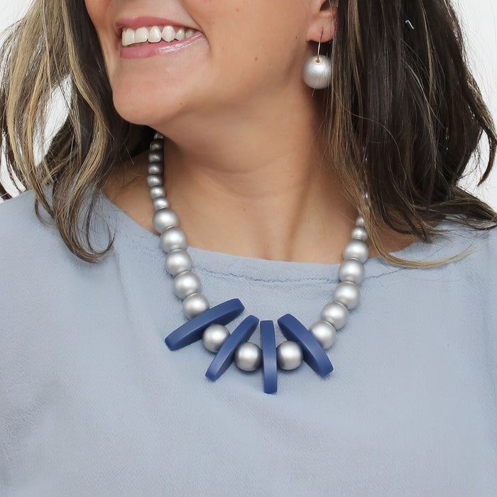 Silver and Blue Mirage Necklace - Sylca Designs - Chunky Jewelry