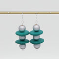 Silver and Teal Contemporary Earring - Sylca Designs - Chunky Jewelry