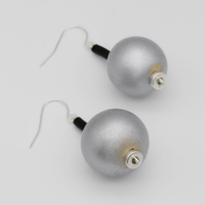 Silver Ball Drop Earring - Sylca Designs - Chunky Jewelry