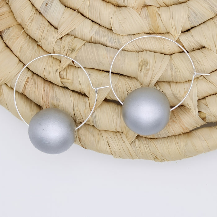 Silver Ball Hoop Dangle Earring - Sylca Designs - Chunky Jewelry