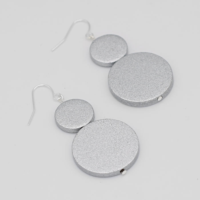 Silver Double Bead Sarah Earrings - Sylca Designs - Chunky Jewelry