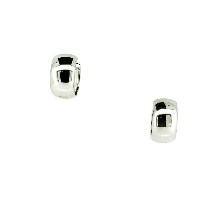 Wide sterling silver huggie earrings with polished finish, lightweight everyday hoop earrings designed in Broome Western Australia