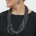 Silver Multi Strand Beaded Lacey Necklace