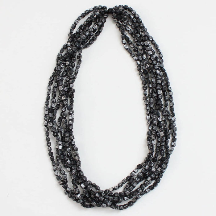 Silver Multi Strand Beaded Lacey Necklace - Sylca Designs - Chunky Jewelry