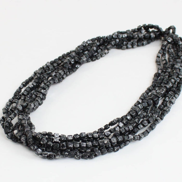 Silver Multi Strand Beaded Lacey Necklace - Sylca Designs - Chunky Jewelry